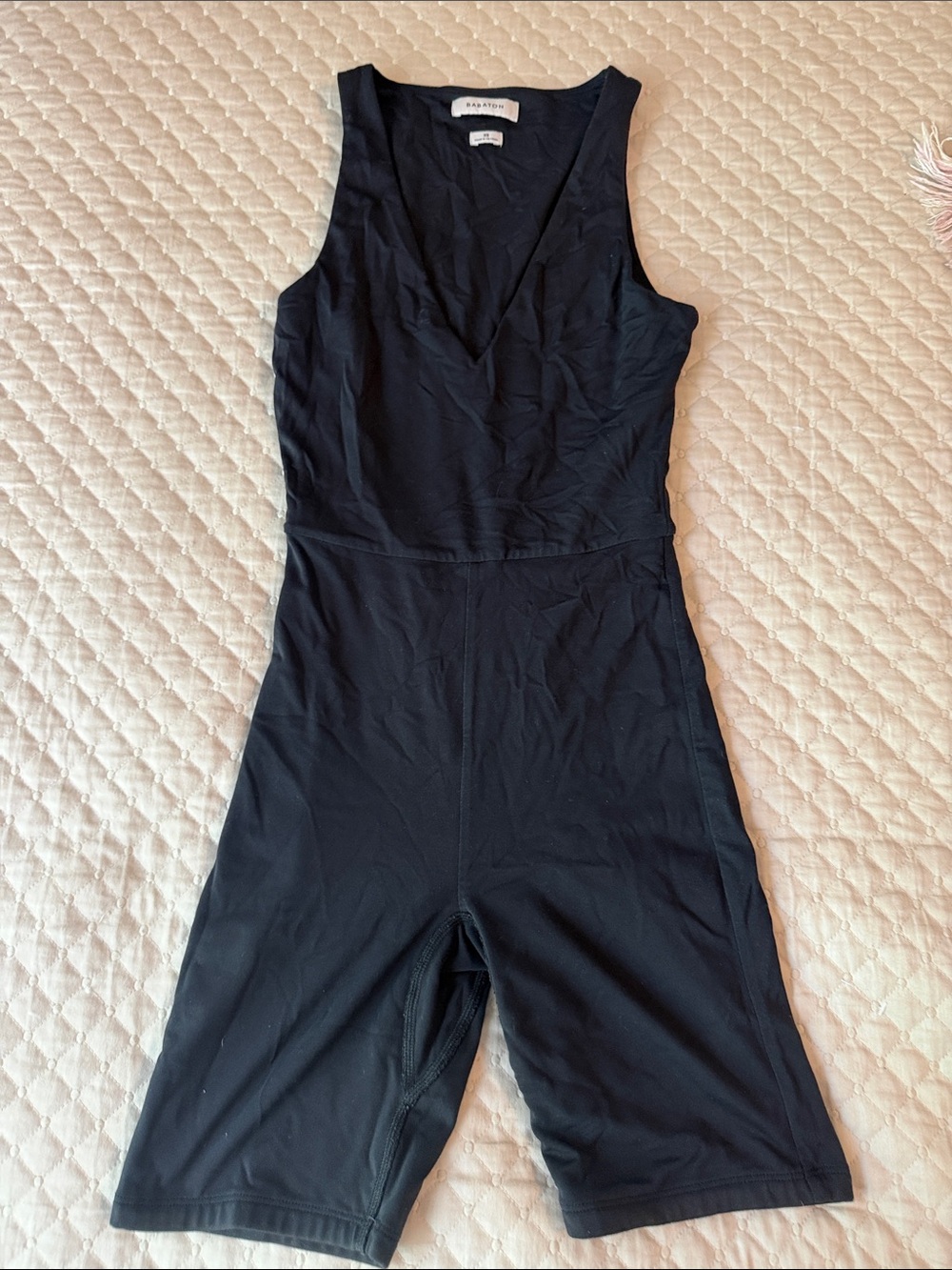 Aritzia Babaton Black Sleeveless V-Neck Kids One-Piece Bodysuit